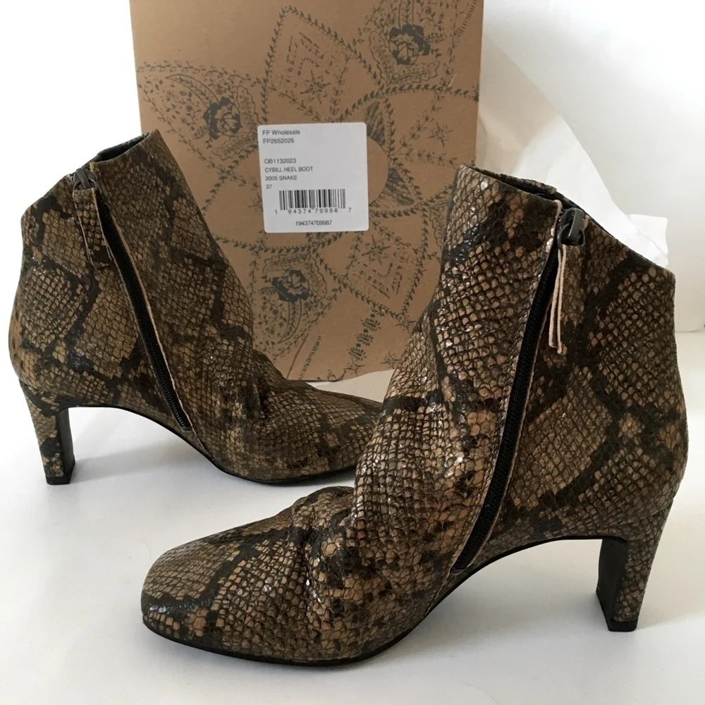 Free People Cybill Heel Brown Leather Ankle Boot